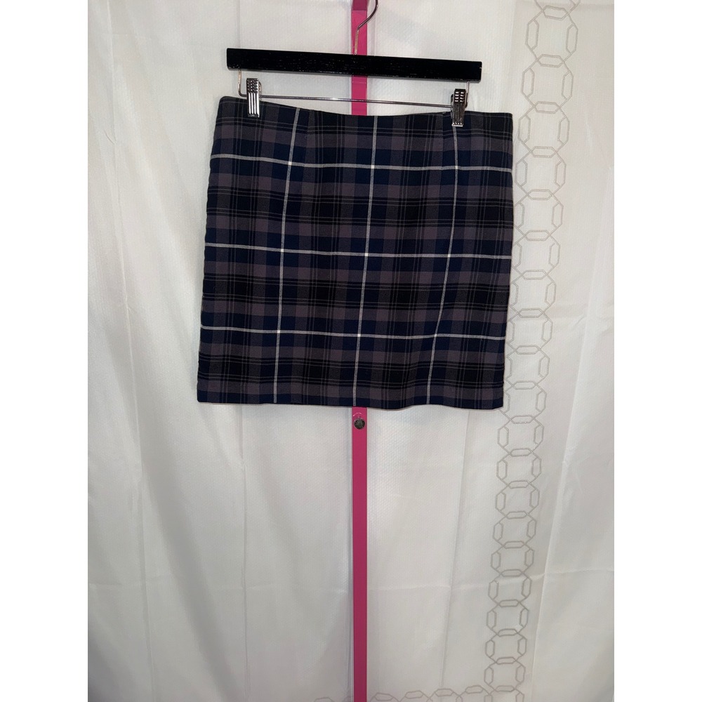 Tommy Hilfiger Women Plaid Mini Skirt Charcoal‎ Gray White Blue Size 10